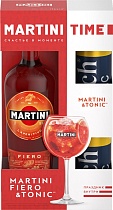 Набор Мартини Фиеро ароматизированный виноградосодержащий напиток из виноградного сырья сладкий 14,9% 1л + 2 банки "Индиан тоник" Rich (набор) 0,33л п/у