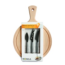 Набор для сыра Амиго (доска круглая и 3 мини ножа из стали) 