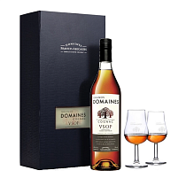 Коньяк четырехлетний ординарный Гран Домэн ВСОП 40% 0,7л подарочный набор с бокалами